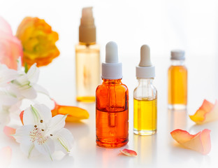 Bottles of essential aromatic oils