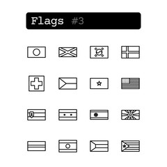 Set line thin icons. Vector. Country flags