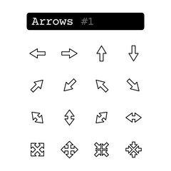 Set line thin icons. Vector. Arrow