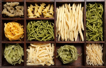 Various types of pasta.