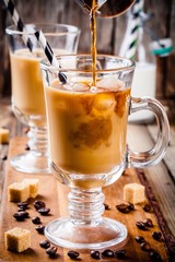 Iced coffee in mugs