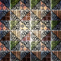 Patchwork ornamental pattern grunge background