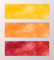 Website banner template set abstract triangle polygon background colorful design