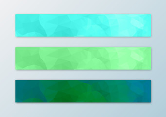 Website banner template set with abstract triangle polygon background in green