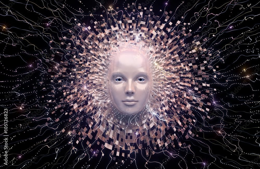 Poster artificial intelligence. composition on the subject of future technologies. 3d rendered graphics.