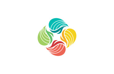 leaf colorful water circle logo