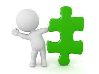 3D Character Waving from Behind a Puzzle Piece