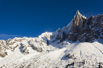 Aiguilles du Alpes from the Mer de Glace, Chamonix,  Savoie, Rh