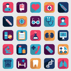 Set of flat medical icons for design