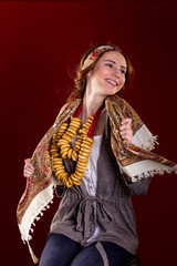 Fototapeta premium Pretty girl in Russian national dress