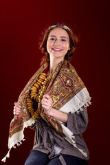 Obraz premium Pretty girl in Russian national dress