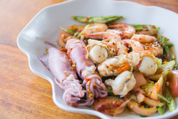 seafood (shrimp , squid and seashell) spicy salad