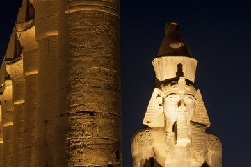 Famous Luxor temple complex at night, Egypt