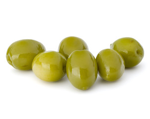 Green olives fruits isolated on white background cutout
