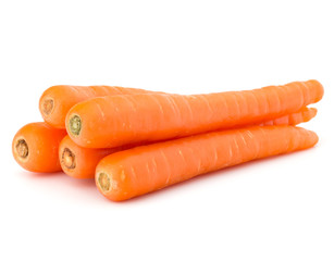 Sweet raw carrot tuber isolated on white background cutout