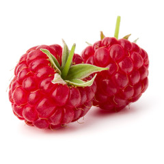 ripe raspberries isolated on white background close up