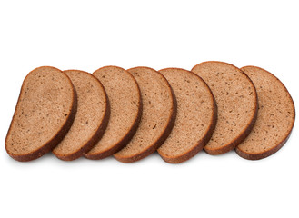 Fresh sliced rye bread loaf isolated on white background cutout
