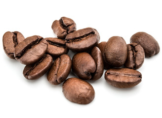 Fototapeta premium roasted coffee beans isolated in white background cutout