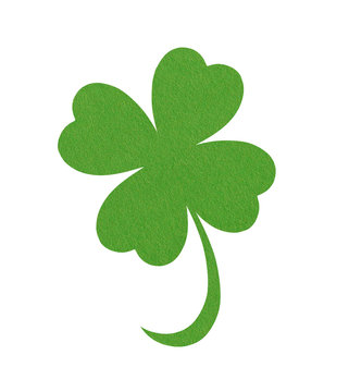 Textile leaf of clover isolated on white background