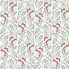  Art Deco vintage pattern with sprigs and berries.