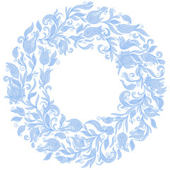 Floral Background. Hand Drawn Ornament with Floral Wreath.