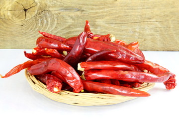 red chili pepper in bamboo basket