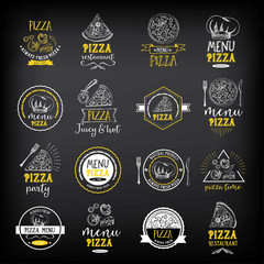 Pizza menu restaurant badges. Food design template.