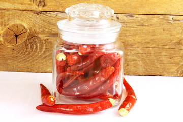 red chili pepper in bottle