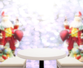 Wood Table Top Background In Holiday