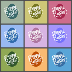 Happy Easter eggs and lettering. Color set.