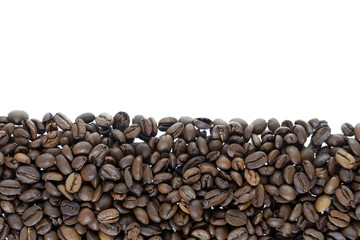 Coffee beans background / Coffee beans lying on a white background