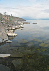 Rocky Northern shore of the lake.