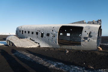 Fototapeta na wymiar Wrecked airplane in Iceland