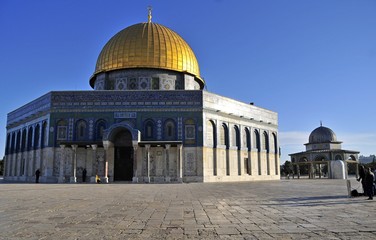 Dome of the Rock, Golden Dome, a Muslim shrine at the Temple Mount (al-Haram al-Sharif) in Jerusalem.