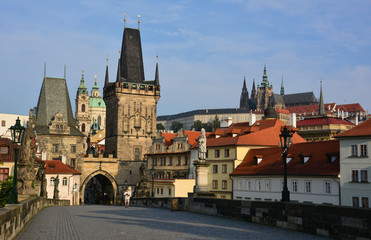Fototapeta premium Prague's Charles bridge at dawn