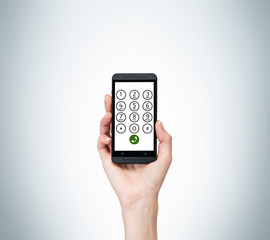 Hand holding smartphone