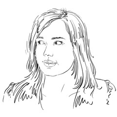 Vector portrait of attractive woman, illustration of good-lookin