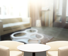 Table Top And Blur Interior of Background