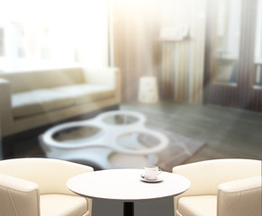 Table Top And Blur Interior of Background
