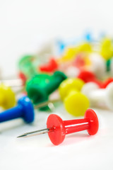 Pushpin / Close up pushpin on white background.