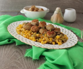 Roasted meatballs and vegetables