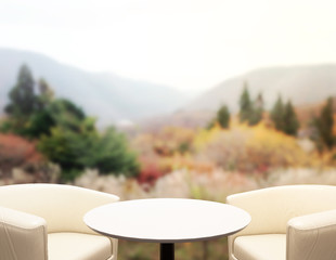 Table Top And Blur Nature of Background
