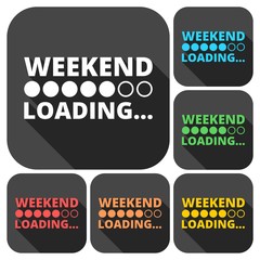 Weekend Loading icons set with long shadow