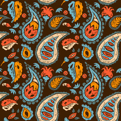 Seamless Paisley pattern in a brown colors