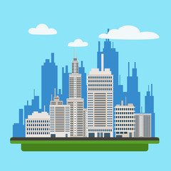 Megapolis Landscape with Modern Buildings of Big City