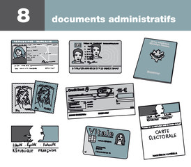 Document administratifs fran&ccedil;ais : carte d'identit&eacute;, passeport,permis de conduire,carte d'&eacute;lecteur...