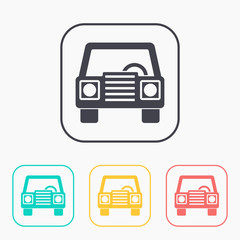icon of car front color set