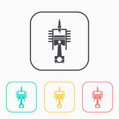 icon of engine piston and cylinder color set