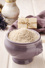Bowl of lavender sea salt