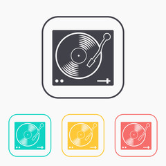 vinyl player icon color set